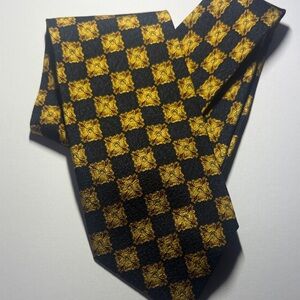 Valentino Vintage Black & Gold Patterned Men's Silk Tie